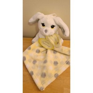 Little Beginnings Plush Dog Lovey Security Blanket White Gray Yellow